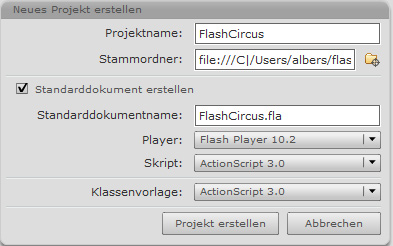 Neues Flash Project